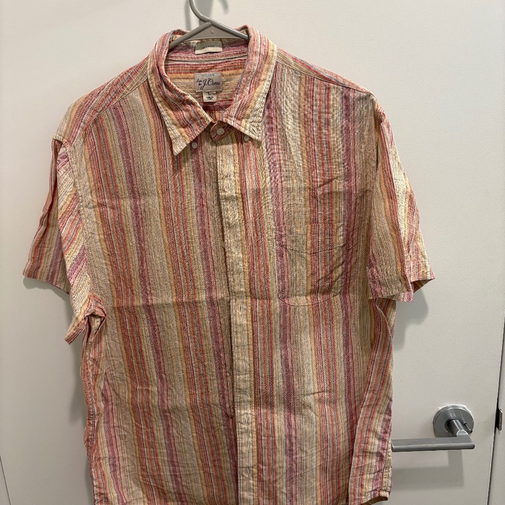 J. Crew Red and Yellow Striped Casual Shirt
